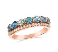 Le Vian 14ct Rose Gold 0.15ct Diamond & Montana Sapphire Round Ombré Ring
