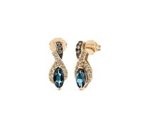Le Vian 14ct Rose Gold 0.25ct Diamond & Deep Sea Blue Topaz Drop Stud Earrings