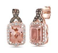 Le Vian 14ct Rose Gold 0.50ct Diamond & Peach Morganite Drop Stud Earrings