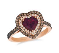 Le Vian 14ct Rose Gold 0.60ct Diamond & Rhodolite Heart Shaped Ring