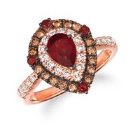 Le Vian 14ct Rose Gold 0.69ct Diamond Garnet Halo Ring