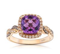 Le Vian 14ct Rose Gold Amethyst 0.29ct Diamond Ring
