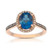 Le Vian 14ct Rose Gold Blue Topaz 0.23ct Diamond Ring