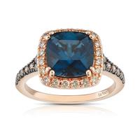 Le Vian 14ct Rose Gold Blue Topaz & 0.45ct Diamond Ring