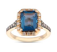 Le Vian 14ct Rose Gold Blue Topaz & 0.45ct Diamond Ring