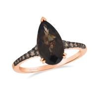 Le Vian 14ct Rose Gold Chocolate Smokey Quartz & 0.25ct Diamond Solitaire Ring
