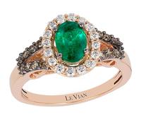 Le Vian 14ct Rose Gold Emerald & 0.37ct Diamond Ring