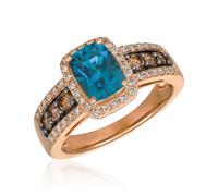 Le Vian 14ct Rose Gold London Blue Topaz & 0.60ct Diamond Cushion Shaped Ring