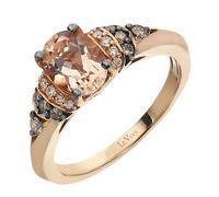 Size O Le Vian 14ct Strawberry Gold Peach Morganite & Diamond Ring