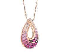 Le Vian 14ct Rose Gold Ombré Pink Sapphire Pear Open Pendant Necklace