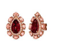 Le Vian 14ct Strawberry Gold Raspberry Rhodolite & Peach Morganite 0.56ct Nude Diamonds Pear Halo Stud Earrings