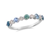 Le Vian 14ct White Gold 0.15ct Diamond & Montana Sapphire Round Ombré Ring