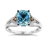Le Vian 14ct White Gold Aquamarine & 0.18ct Diamond Ring