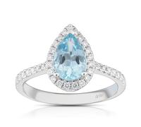 Le Vian 14ct White Gold Aquamarine & 0.29ct Diamond Ring