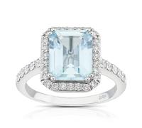 Le Vian 14ct White Gold Aquamarine & 0.45ct Diamond Ring