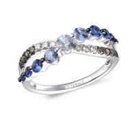 Le Vian 14ct White Gold Sapphire & 0.15ct Diamond Denim Ombré Crossover Ring