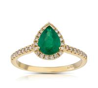 Le Vian 14ct Yellow Gold 0.29ct Diamond & Emerald Pear Shape Ring