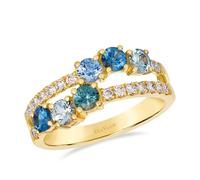 Le Vian 14ct Yellow Gold 0.30ct Diamond & Montana Sapphire Round Ombré Crossover Ring