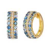 Le Vian 14ct Yellow Gold 0.30ct Diamond & Montana Sapphire Round Ombré Hoop Earrings
