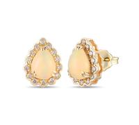 Le Vian 14ct Yellow Gold 0.30ct Diamond & Neopolitan Opal Pear Shaped Stud Earrings