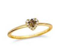 Le Vian 14ct Yellow Gold Chocolate & Nude 0.12ct Diamond Heart Shaped Ring