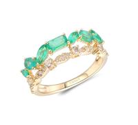 Le Vian 14ct Yellow Gold Costa Smeralda Emerald & 0.25ct Diamond Two Row Ring