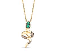 Le Vian 14ct Yellow Gold Diamond & Emerald Snake Pendant Necklace