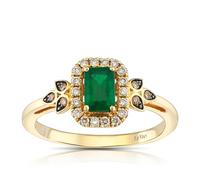 Le Vian 14ct Yellow Gold Emerald & 0.18ct Diamond Ring