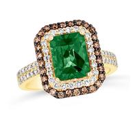 Le Vian 14ct Yellow Gold Emerald 0.80ct Diamond Double Halo Ring