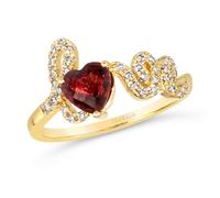 Le Vian 14ct Yellow Gold Garnet 0.23ct Diamond Love Ring