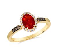 Le Vian 14ct Yellow Gold Oval Red Fire Opal & Chocolate 0.15ct Diamond Ring