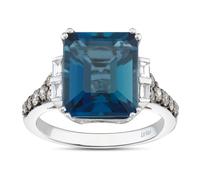 Le Vian Chocolatier 14ct White Gold 0.45ct Diamond & Deep Sea Blue Topaz Ring