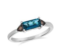 Le Vian Chocolatier 14ct White Gold Deep Sea Blue Topaz & Chocolate Diamond Trilogy Ring