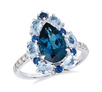 Le Vian Couture Platinum Deep Sea Blue Topaz & Blueberry Sapphire 0.31ct Vanilla Diamonds Pear Halo Ring