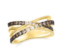 Le Vian Ombre 14ct Yellow Gold Ombré Chocolate 0.69ct Diamond Crossover Ring
