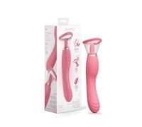 Le Wand Flat Top Fusion G Double Ended Petite Wand Vibrator Wine Red Rechargeable Silicone G Spot and Clitoral Vibrator with Textured Shaft and Rumbly Vibration
