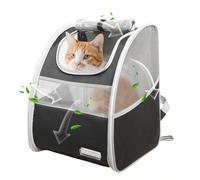LE YOU PET Cat Carrier Backpack with Reflector with Safety Leash Up to 15Lbs,Pet Carrier for Small Dogs and Medium Cats Kitten Puppy Bunny,Foldable Small Medium Dog Travel Carrier Backpack,Black