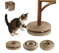 LE YOU PET Kitty kurlz Magic Organ Cat Scratching Board,Foldable Accordion Kitty Curls Cat Scratcher for Indoor Cats,Wood Grain (Circle)