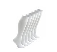 Le11 Back to School Kids 6 Pairs Knee High Plain School Cotton Rich Socks (White, 4-6)