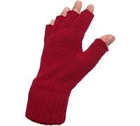 Le11 Half Finger Winter Fingerless Knit Gloves for Men & Women (Red)