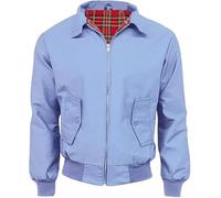 LE11® Harrington Jacket Adults Unisex Mens Ladies Womens - Vintage Classic Retro Scooter 1970's Bomber MOD Skin Tartan Lining Coat Top (Sky Blue, 3XL)