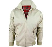 LE11® Harrington Jacket - Smart Casual Unisex Men's & Women's Coat | Vintage Classic Retro 1970's Scooter MOD Skin Bomber | Tartan Lining British Style Zip-Up Bomber Jacket (Beige, XL)