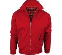 LE11® Harrington Jacket - Smart Casual Unisex Men's & Women's Coat | Vintage Classic Retro 1970's Scooter MOD Skin Bomber | Tartan Lining British Style Zip-Up Bomber Jacket (Red, 5XL)