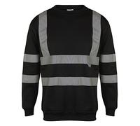 Le11 hi vis t Shirts High Viz Visibility Long Sleeve Safety Work Reflective Polo T Shirt EN20471 Class3 (XS-8XL) (as8, Alpha, l, Regular, Regular, Black, L)