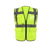 Le11 High vis jackets high viz Class 2 hi vis Zipper Front High Visibility vest Hi Vis Executive Vest Waistcoat with Phone & ID Pockets (Yellow & ORANGE) (3XL, YELLOW)