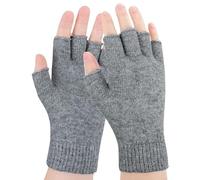 LE11 Ladies Hot Thermal Fingerless Gloves Warm Soft Knit Half Fingers Mittens | 100% Acrylic for Winter | Versatile Design Gloves for Typing, Exercising & Daily Use, One Size- (Stone)