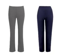 LE11 Ladies Stretch Trousers Pack of 2 Bootleg Stretch Trousers 1 Grey & 1 Navy Size - Waist 20 / Inseam Length 27
