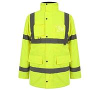 LE11 Lifeessentials11 Hi Vis Viz Jackets High Visibility Parka Workwear Security Safety Fluorescent Hooded Padded Waterproof Work Wear Jacket Coat (as8, alpha, xx_l, regular, regular, Yellow, XXL)