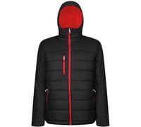 LE11 Lightweight Waterproof Puffer Jacket Men's Packable Insulated Winter Jacket with Hood Windproof Mens Quilted Coat for Hiking, Travelling (UK, Alpha, XL, Regular, Regular, Black/Classic Red)