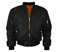 LE11 MA1 Mens Army Pilot Biker Bomber Fly Military Security Doorman Harrington Jacket (Black, Medium)